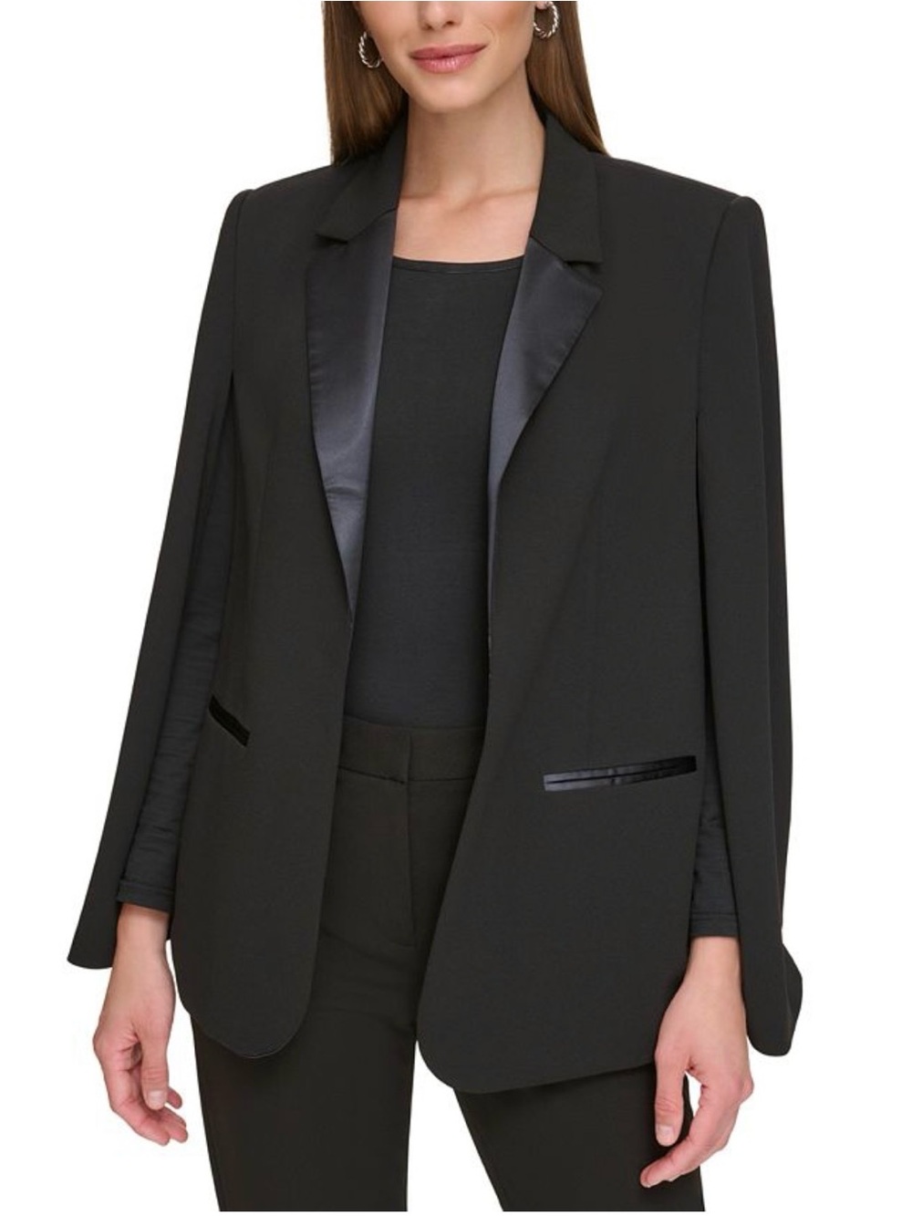 DKNY Women’s Tuxedo / Suit Black Cape - Satin Lapel - NWT